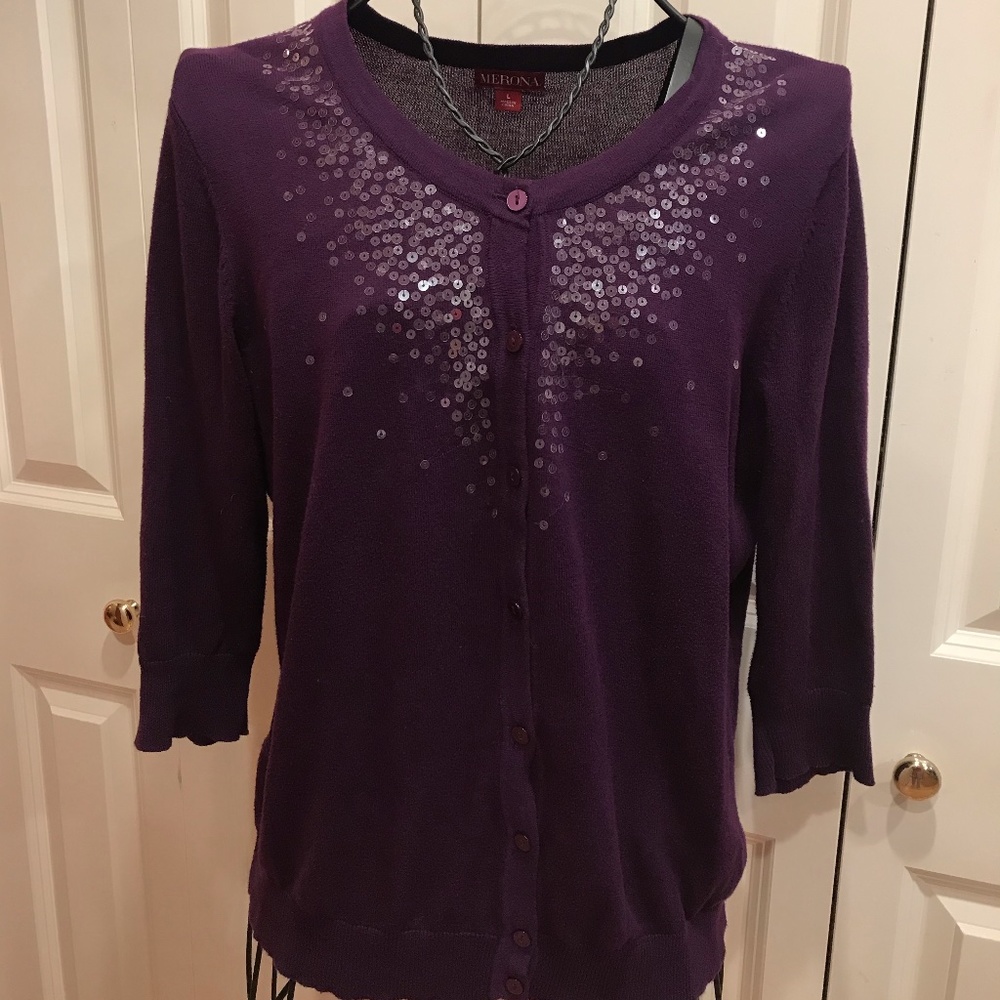 Purple Cardigan with Sequins
